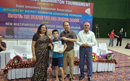 देहरादून जिला बैडमिंटन : अरिहंत तमोली ने जीता अंडर-13 सिंगल्स खिताब