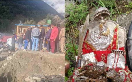 उत्तरकाशी आपदा: सैलाब में ढहा मंदिर, मलबे से सुरक्षित बरामद हुई कुलदेवी मां राजराजेश्वरी की प्रतिमा