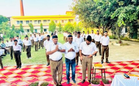 संघ शताब्दी वर्ष में समाज परिवर्तन का आह्वान, लाठरदेवा मंडल में विजय दशमी उत्सव संपन्न