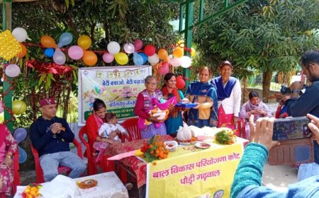 आंगनबाड़ी केंद्र नकोट में दो नवजात बालिकाओं का मनाया गया जन्मोत्सव, महालक्ष्मी किट भी वितरित