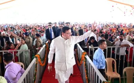 मुख्यमंत्री धामी ने सोमवार को सरकार के चार वर्ष पूरा होने पर परेड ग्राउंड में आयोजित 4 साल बेमिसाल कार्यक्रम को संबोधित किया