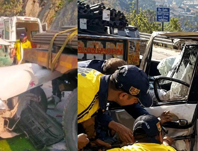 शादी में आ रहा था परिवार, सरिये से भरे ट्रक में घुस गई कार, एक महिला की मौत, 7 घायल