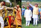 योगी के पैतृक गांव में खुला ओपन जिम, योगी धामी ने साथ में की कसरत