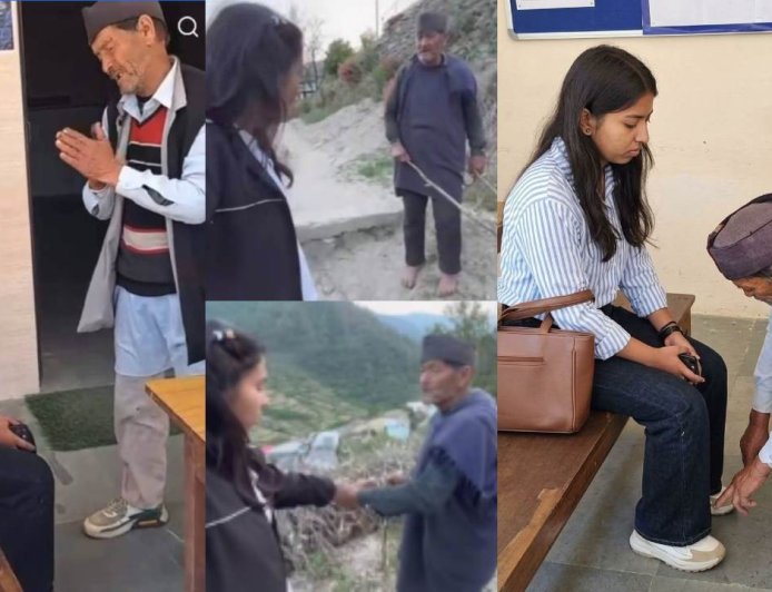 महिला ग्राम प्रधान और बुजुर्ग का विवाद पहुंचा थाने, बुजुर्ग ने पैर छूकर मांगी माफी