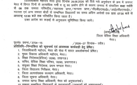 भीषण गर्मी और लू के प्रकोप के चलते मेरठ में बदला स्कूल का समय