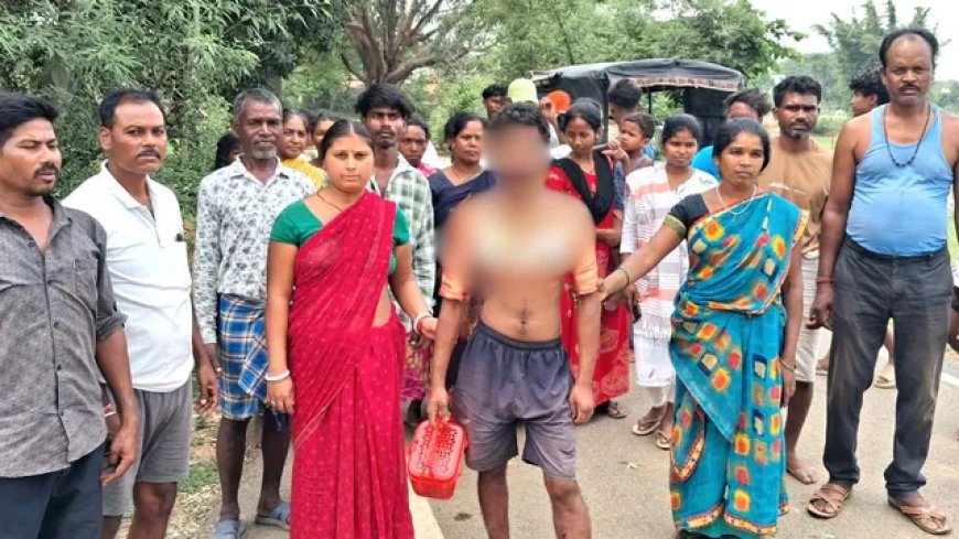चोरी के जेवर के साथ पकड़ा गया आरोपी, ग्रामीणों का फूटा गुस्सा; महिला परिधान पहनाकर गांव में घुमाने के बाद पुलिस को सौंपा