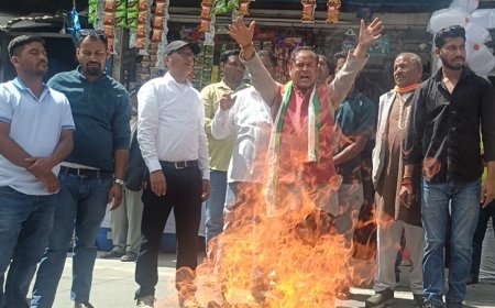 बदरीनाथ चढ़ावा विवाद पर कांग्रेस का प्रदर्शन, बीकेटीसी का पुतला फूंका