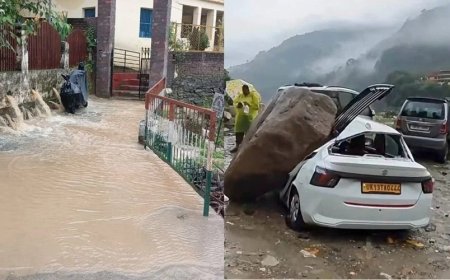 मूसलाधार बारिश का कहर : जलभराव, कार पर गिरा पत्थर, 17 सड़कें बंद, जनजीवन अस्त-व्यस्त