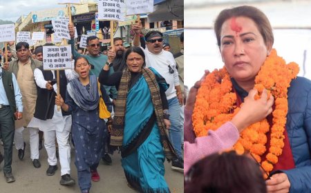 विवादों के बाद सोमेश्वर पहुंची रेखा आर्या, शक्ति प्रदर्शन में हुई भावुक, कांग्रेस ने काले झंडे दिखाकर किया विरोध